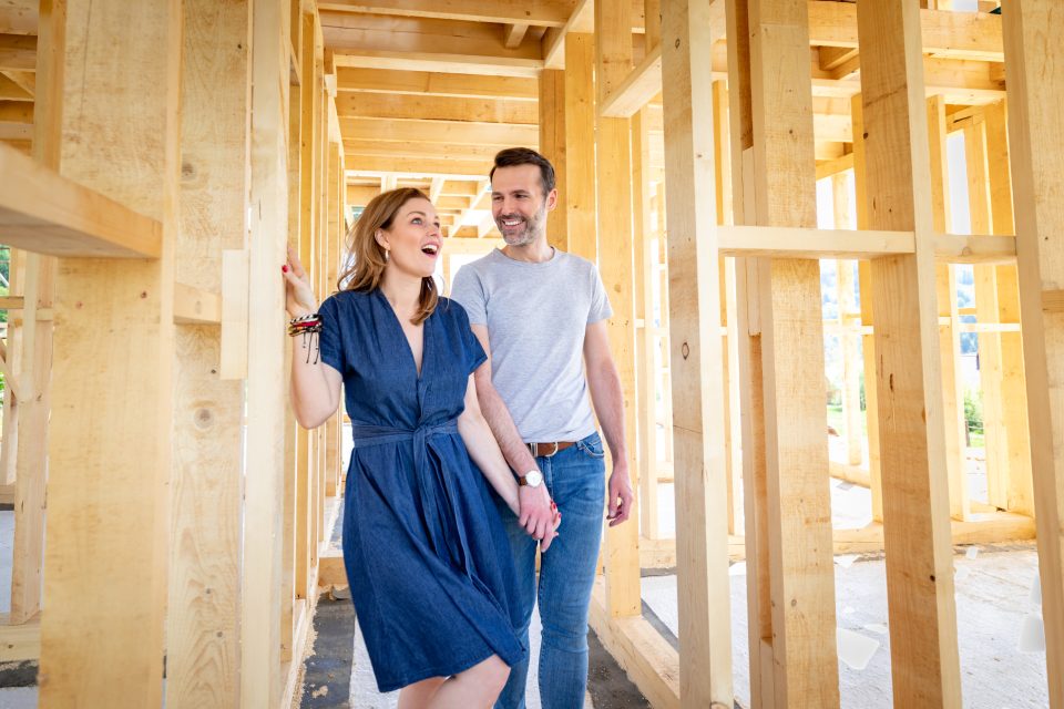 Couple make their dreams of building their own home come true visiting house under construction