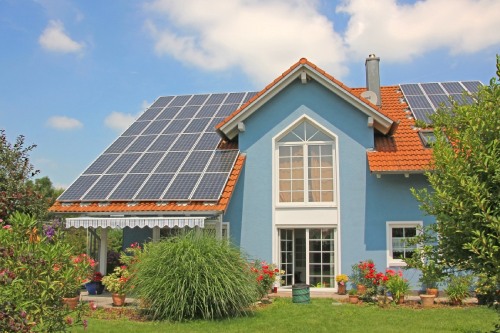 Solar panels on house