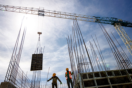 Construction. metal beams. Building commercial and residential construction.
